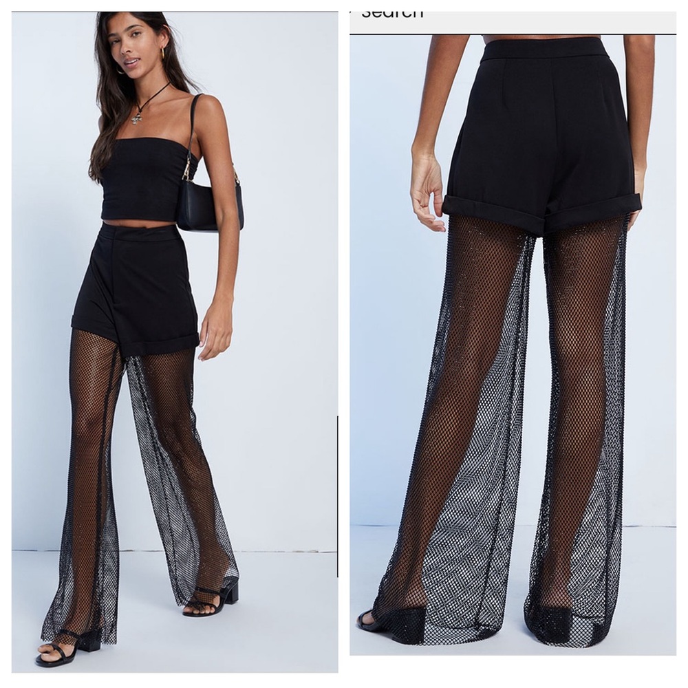 WE WORE WHAT NWT CRYSTAL MESH PANT
